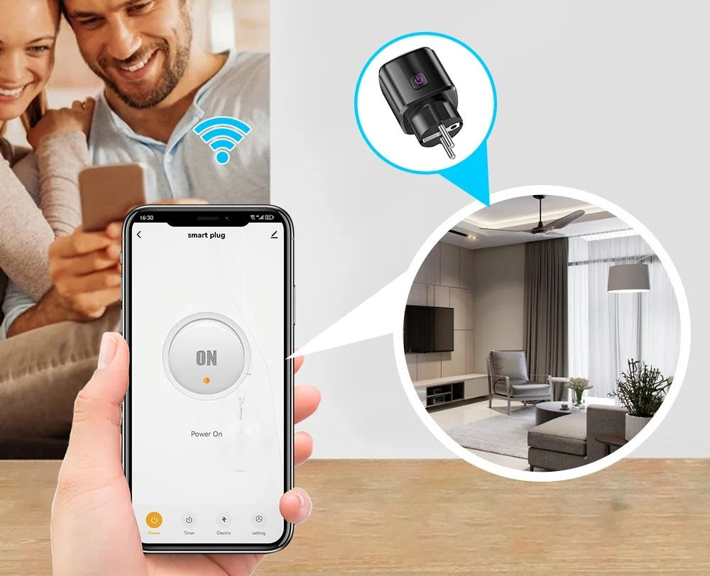 WiFi és Bluetooth intelligens aljzat 20A EU