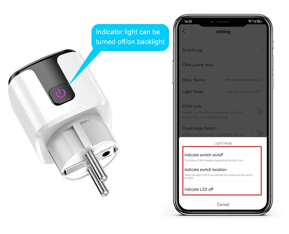 WiFi és Bluetooth intelligens aljzat 20A EU